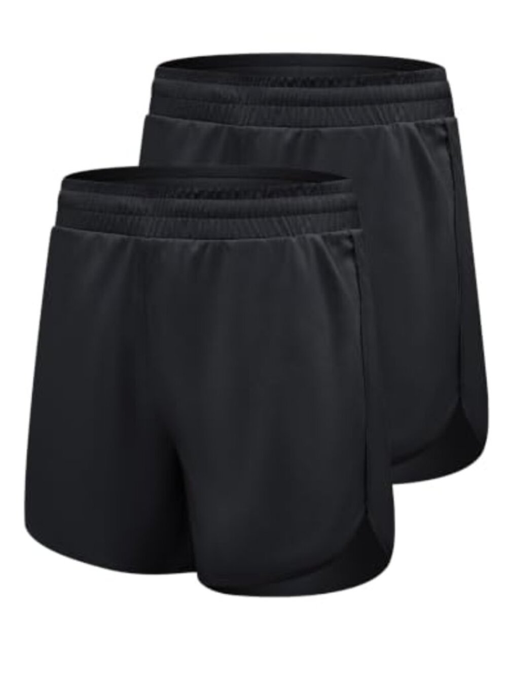 High Waisted Athletic Running Shorts 2 Pack UPF 50+ Pull On Gym Workout